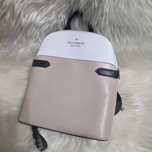 kate spade New York Two-Tone White and Taupe Backpack